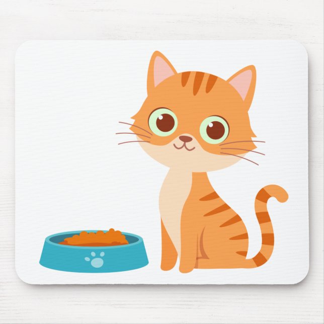 Cute Kitten Cartoon Orange Tabby Cat Mouse Pad (Front)