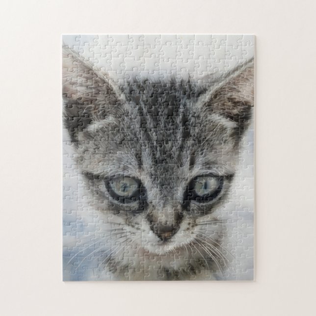Cute Kitten Cat Art Puzzle Grey Kitty (Vertical)