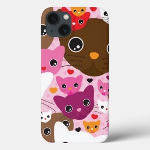 cute kitten cat background pattern iPhone 13 case