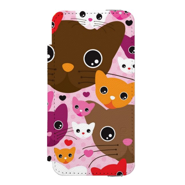 cute kitten cat background pattern incipio iPhone wallet case (Folio Front)