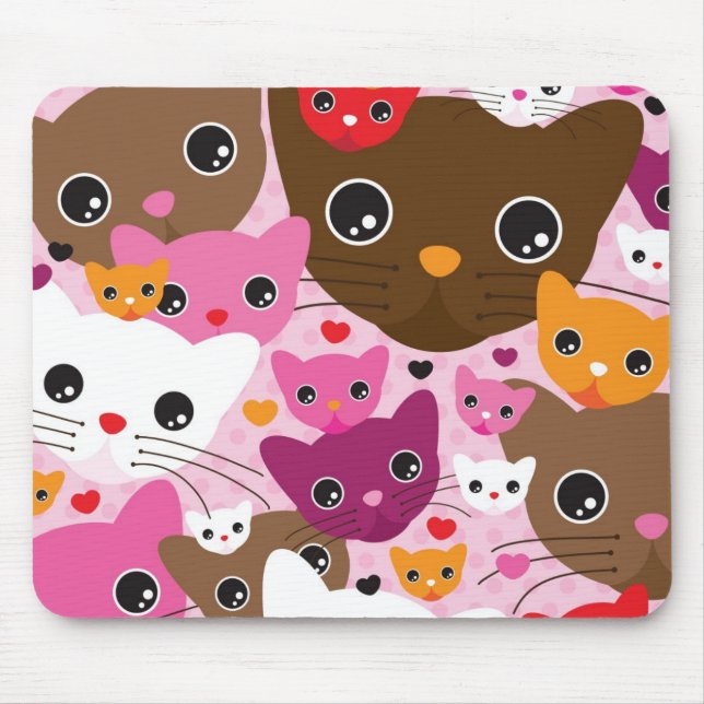 cute kitten cat background pattern mouse pad (Front)