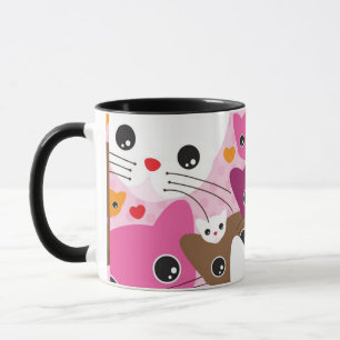 cute kitten cat background pattern mug