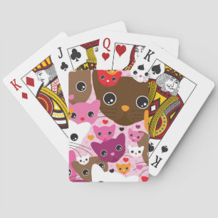 cute kitten cat background pattern playing cards