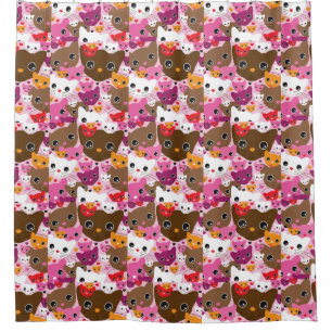 cute kitten cat background pattern shower curtain