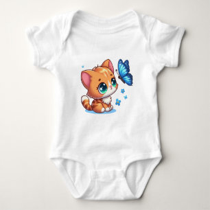Cute kitten/cat & butterfly baby bodysuit