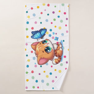 Cute kitten/cat & butterfly bath towel