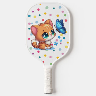 Cute kitten/cat & butterfly  pickleball paddle