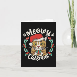 Cute Kitten Cat Christmas Santa Hat Meowy Catmas W Card