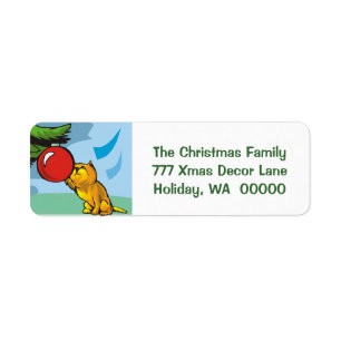 Cute Kitten Cat Custom Holiday Greeting Card Label