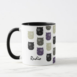 Cute Kitten Cat Faces Pet Photo Name Mug