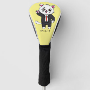 Cute kitten cat in business suit cartoon  golf head cover