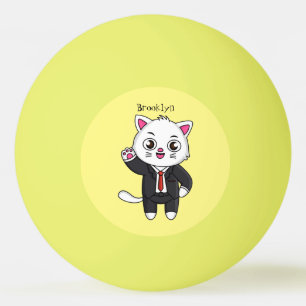 Cute kitten cat in business suit cartoon ping pong ball