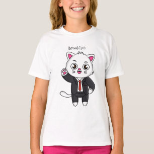 Cute kitten cat in business suit cartoon T-Shirt