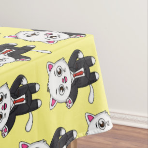 Cute kitten cat in business suit cartoon tablecloth