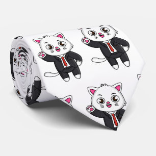 Cute kitten cat in business suit cartoon tie