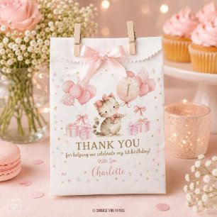 Cute Kitten Cat Pink Balloons 1st 2nd 3rd Birthday Favour Bags
