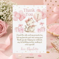 Cute Kitten Cat Pink Balloons 1st 2nd 3rd Birthday