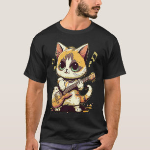 Cute Kitten Cat Playing Guitar 1 T-Shirt