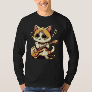 Cute Kitten Cat Playing Guitar 2 T-Shirt