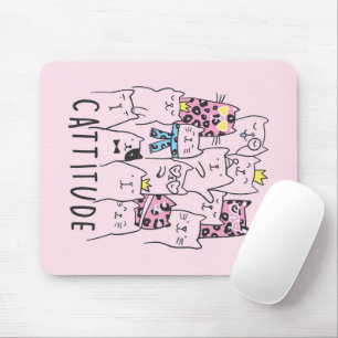 Cute Kitten Cattitude Cat Lovers Gift Mouse Pad