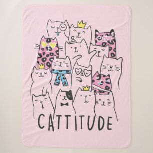 Cute Kitten Cattitude Cat Lovers Gift Sherpa Blanket