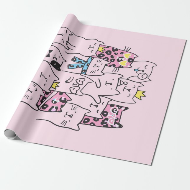 Cute Kitten Cattitude | Cat Lovers Gift Wrapping Paper (Unrolled)