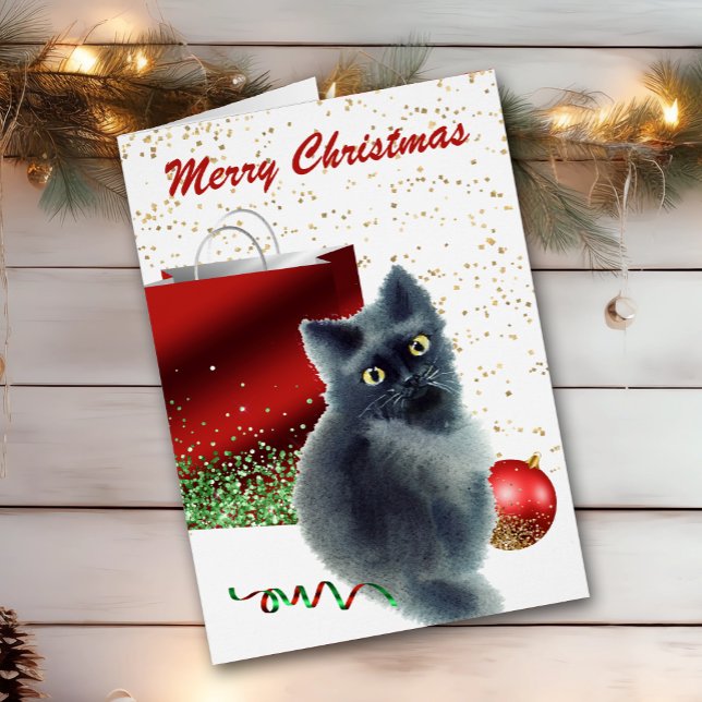 Cute Kitten Caught in the Act Christmas Card (Creator Uploaded)