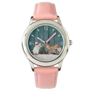 Cute Kitten Chasing Mum's Tail Funny Cat Photo - Watch