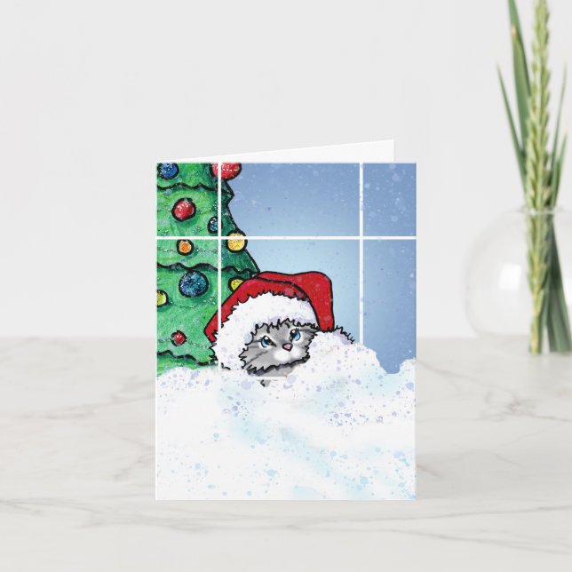 Cute Kitten Christmas Card (Front)