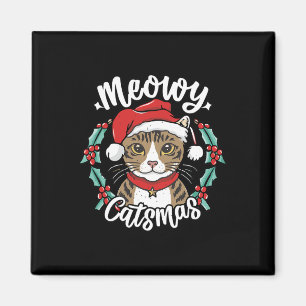 Cute Kitten Christmas Santa Hat Meowy Catmas Men W Magnet