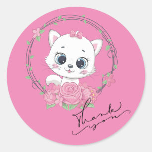 Cute kitten classic round sticker