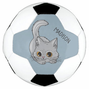 Cute Kitten custom name & colour soccer ball