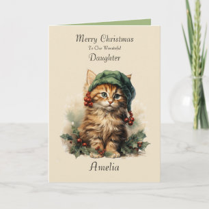Cute Kitten Daughter Christmas Card