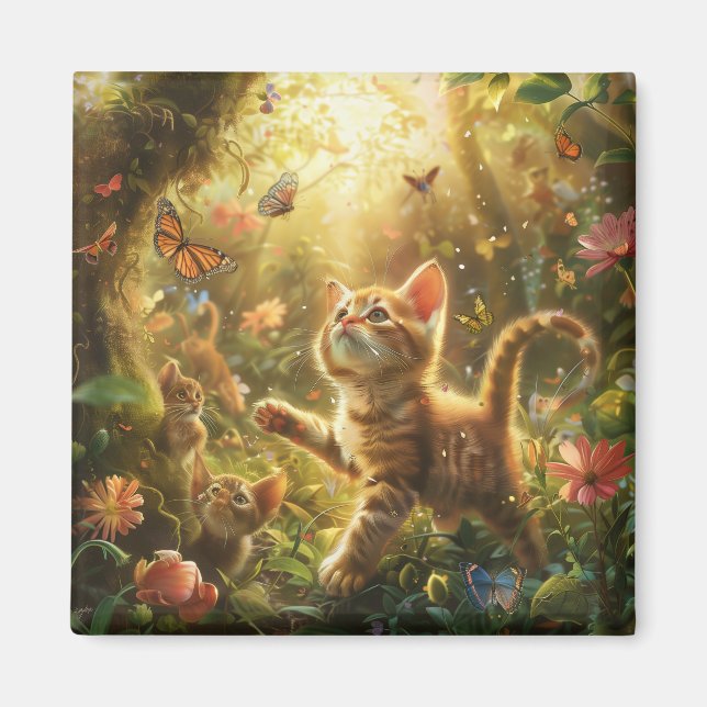 Cute Kitten Digital Art Magnet (Front)