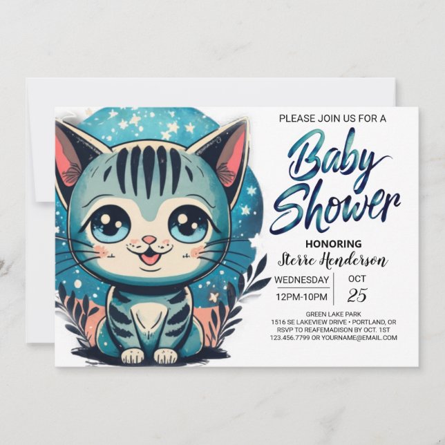 Cute Kitten Digital Baby Shower Invitation (Front)