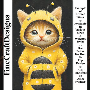 Cute Kitten Dressed As A Bumble Bee AK4H Decoupage Tissue Paper