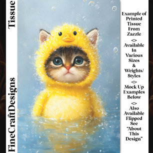 Cute Kitten Dressed As Yellow Duck DL4R Decoupage Tissue Paper