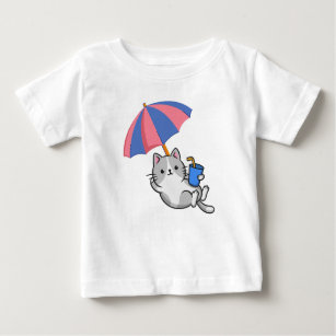 Cute kitten enjoys summer with juice and umbrella baby T-Shirt