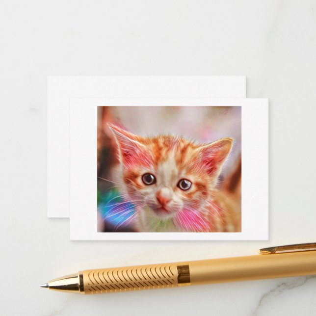 Cute Kitten Face Ginger Cat Enclosure Card (Front/Back In Situ)
