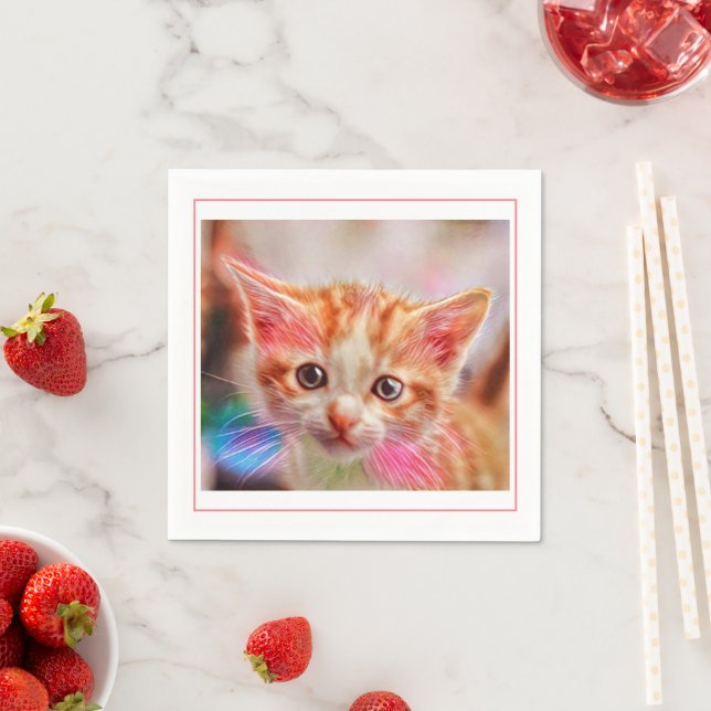 Cute Kitten Face Ginger Cat Napkin (Insitu)