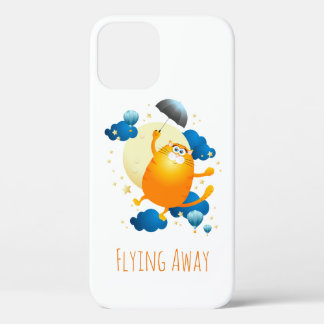 Cute Kitten Flying with Umbrella iPhone 12 Case