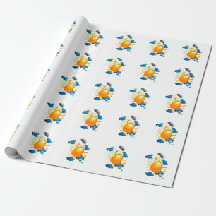 Cute Kitten Flying with Umbrella Wrapping Paper