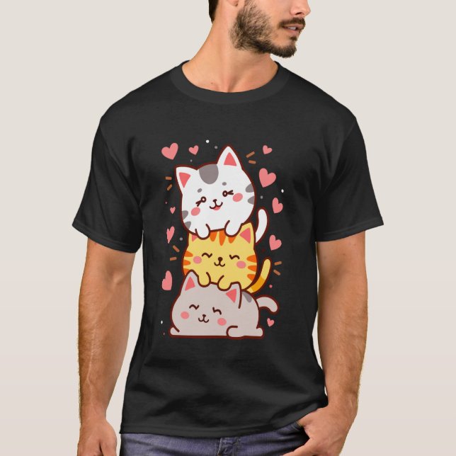 Cute Kitten Funny Kitty Romantic Tee Cats Lover Ka (Front)