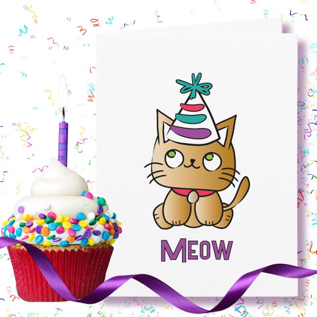 Cute Kitten Funny Sweet Cat Cartoon Birthday Card (Creator Uploaded)