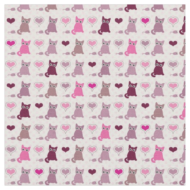 Cute kitten girls pattern fabric (Close Up)