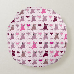 Cute kitten girls pattern round cushion