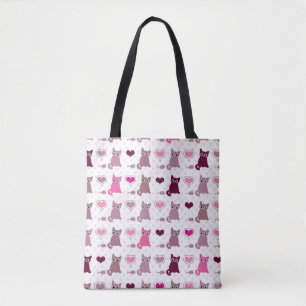 Cute kitten girls pattern tote bag