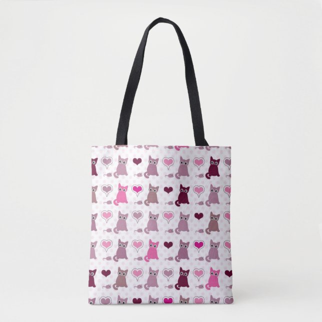 Cute kitten girls pattern tote bag (Front)