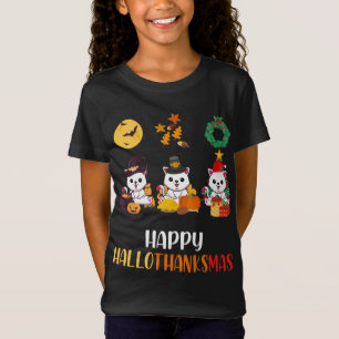 Cute Kitten Halloween Cat Christmas Happy Hallotha T-Shirt