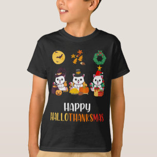 Cute Kitten Halloween Cat Christmas Happy Hallotha T-Shirt